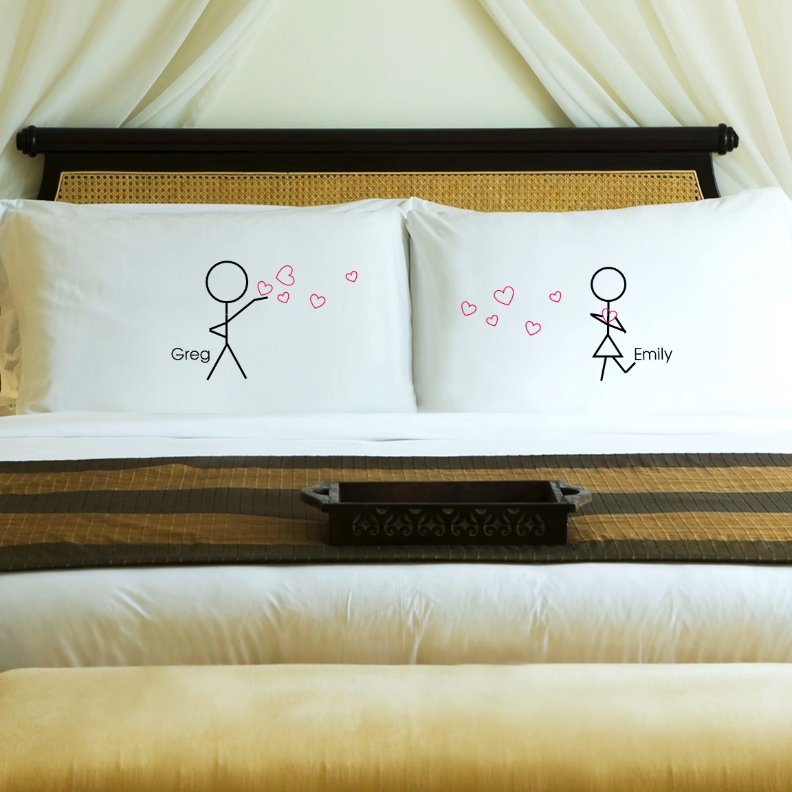 Second Anniversary Gifts For Him Personalized S Anniversary Gift Stickmen Pillowcases