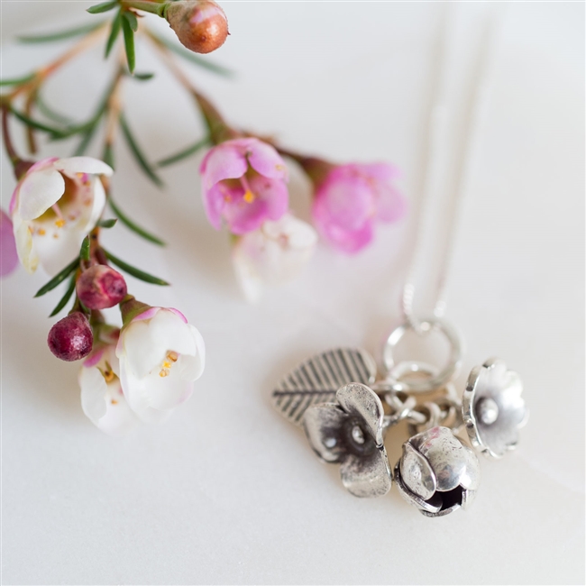 Silver Anniversary Flower Bouquet Necklace