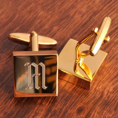 24th Anniversary Square Cufflinks with ‘24’ Engraved 