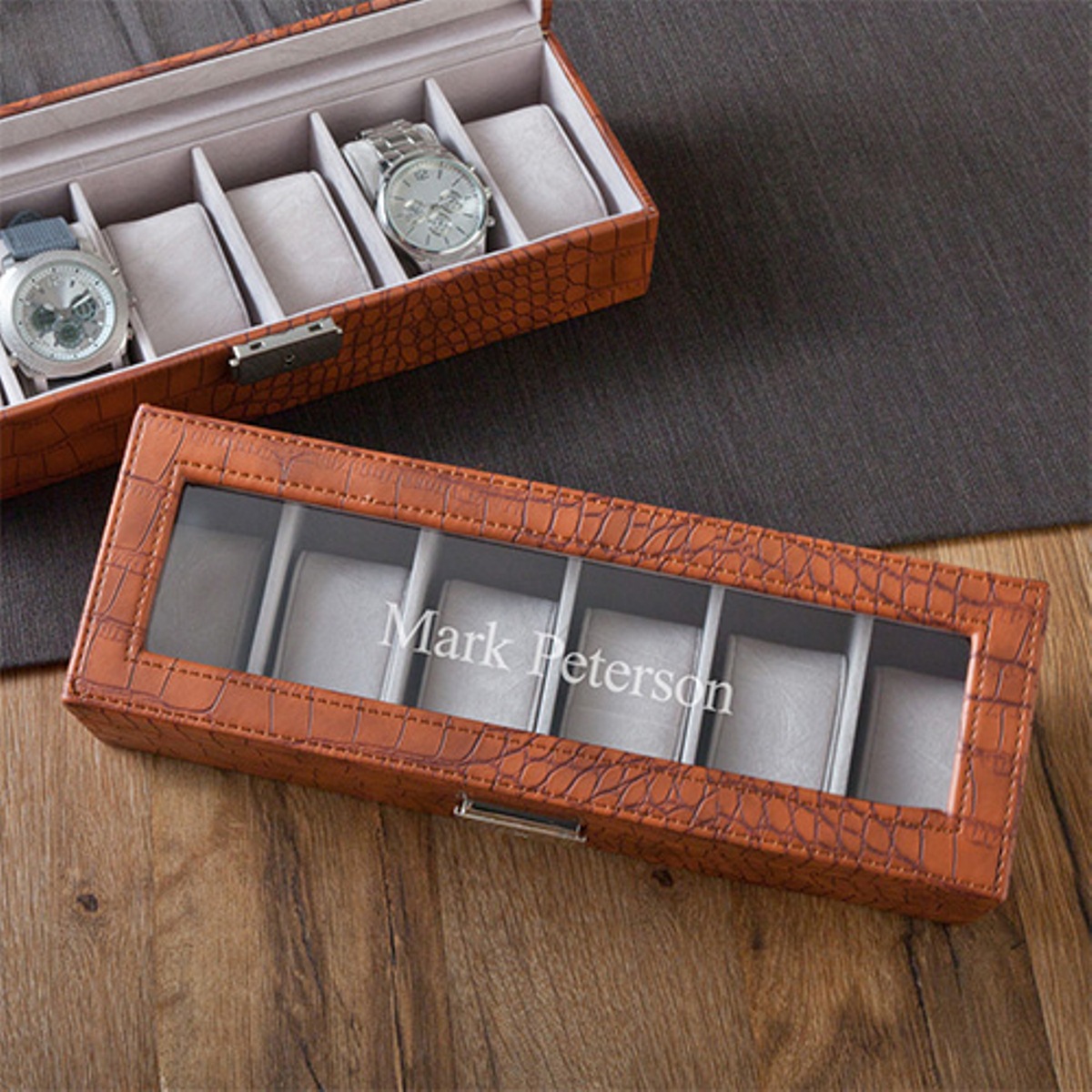 personalized leather anniversary watch box