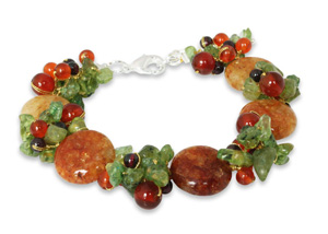 carb=nelian and peridot bracelt