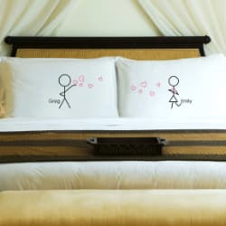 personalized couple's anniversary gift - stickmen pillowcases