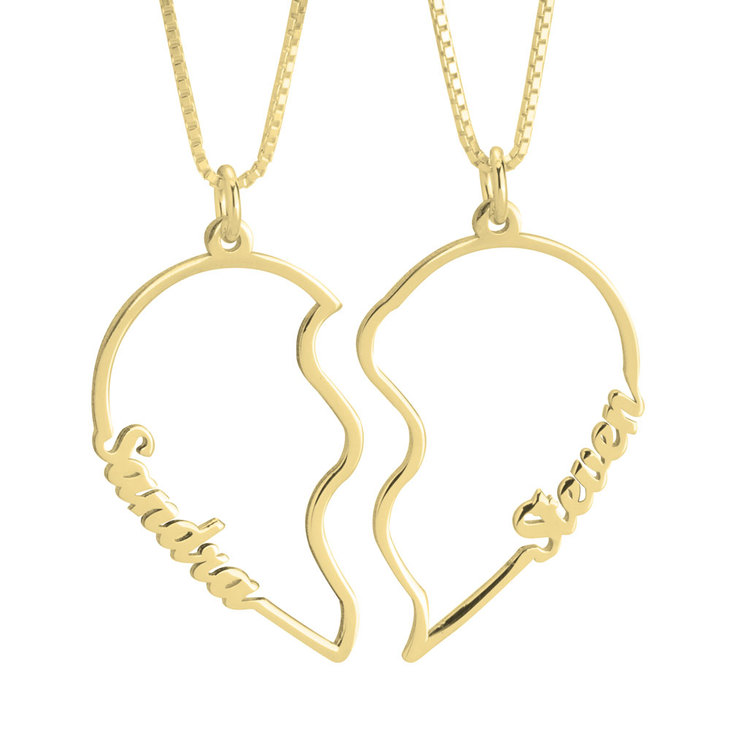 couples two half heart necklace