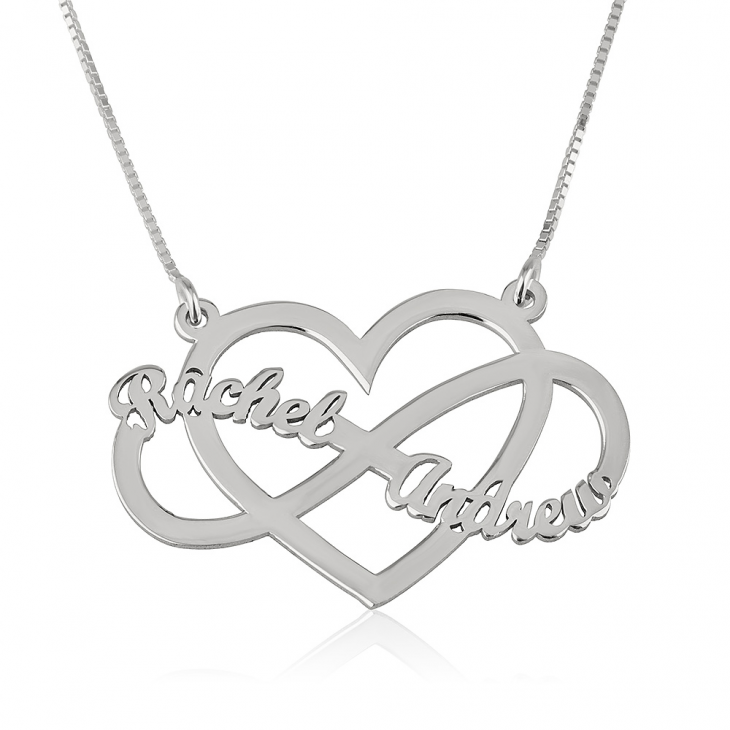 couples silver heart necklace