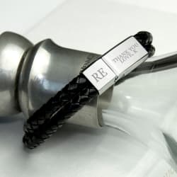 personalized mens leather anniversary bracelet