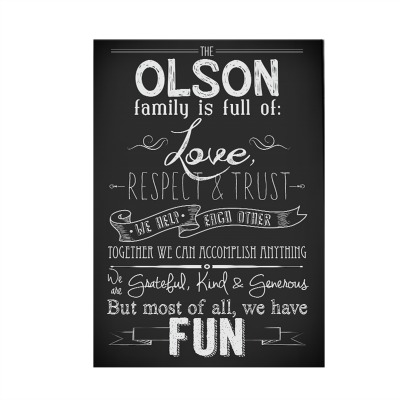 Anniversary gift after baby - family recipe canvas