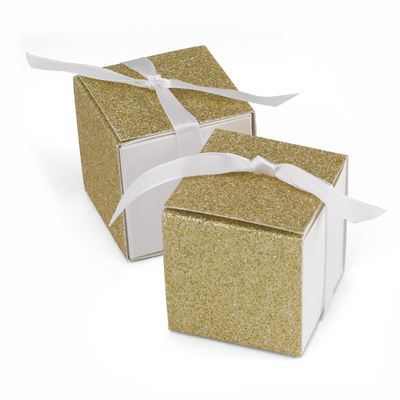gold glitter 50th anniversary favor boxes