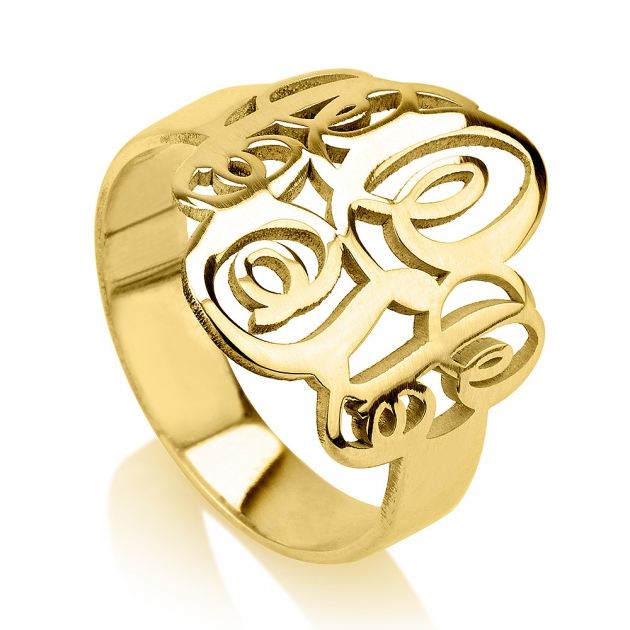 gold monogram anniversary ring