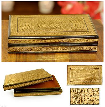 gold and black paper jewelry box