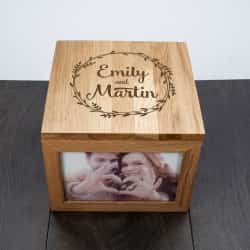 wooden anniversary photo and memory box