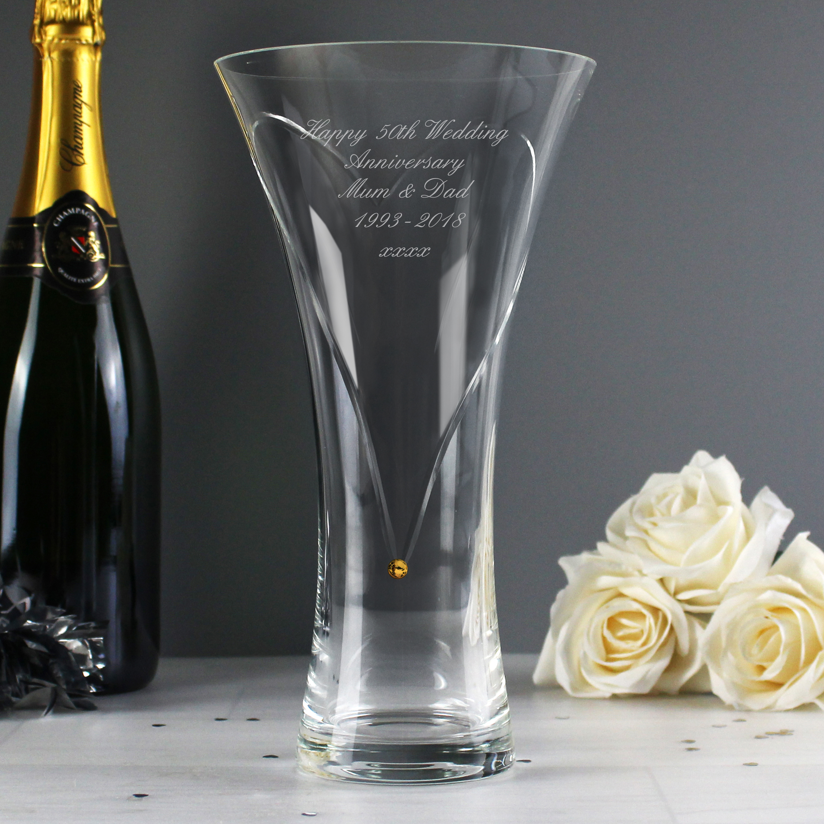 personalized 50th swarovski vase