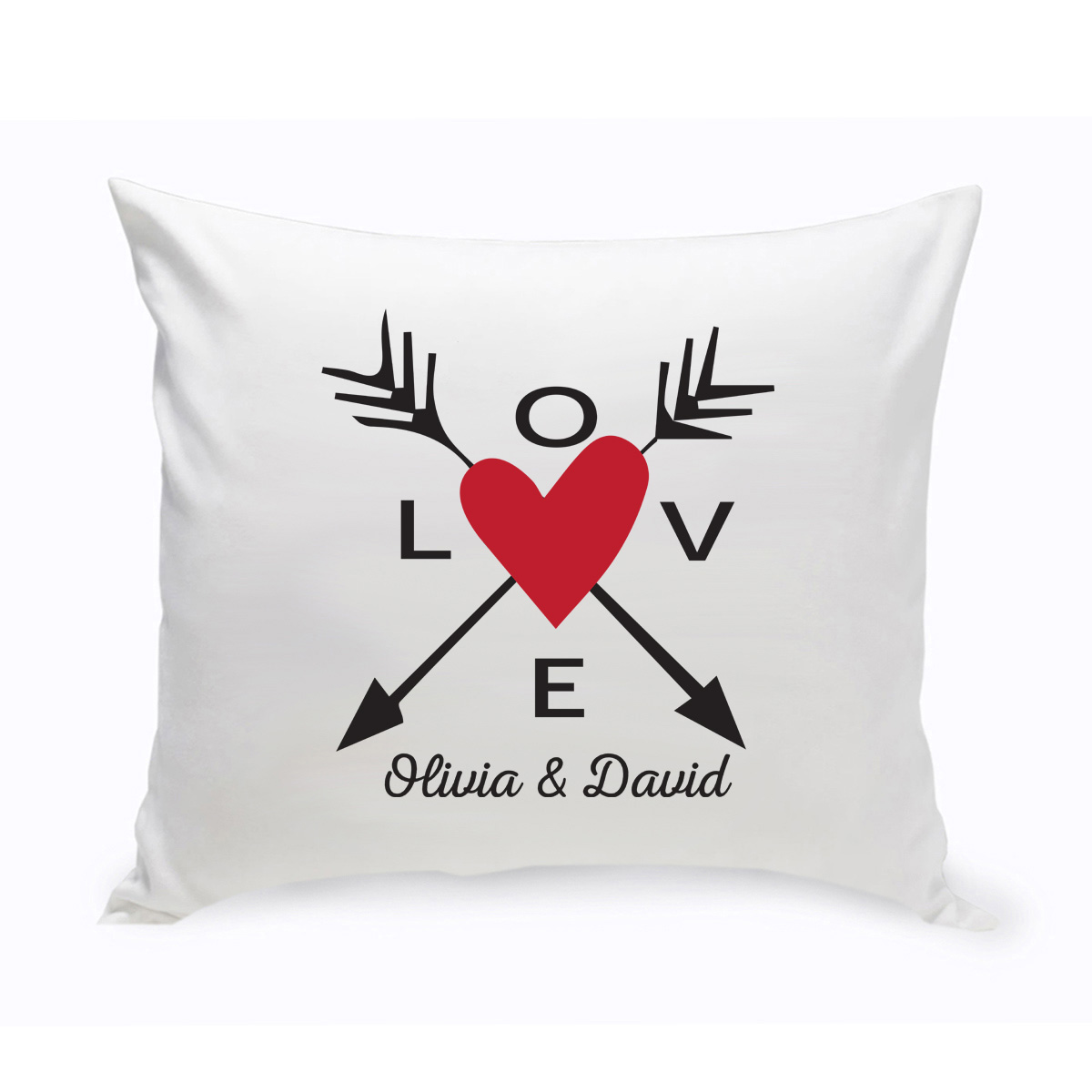 personalized love heart and arrows pillow