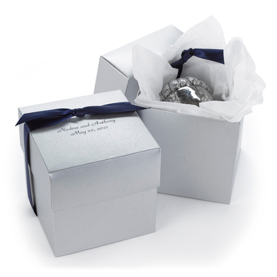 silver 25th anniversary favor boxes