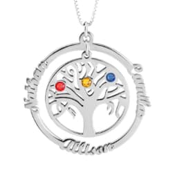 silver family tree necklace