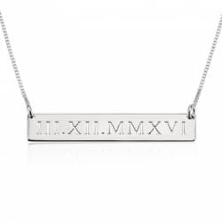 personalized silver anniversary date necklace