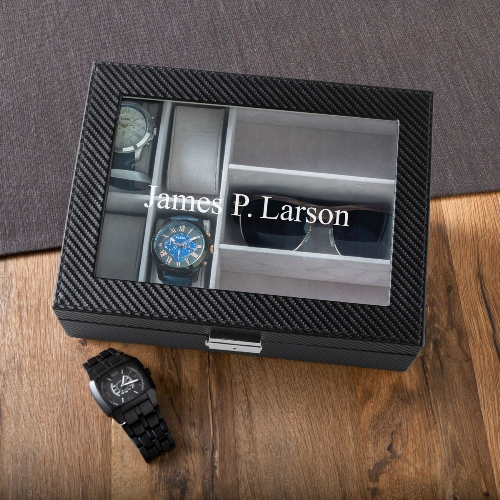 personalized leather anniversary watch box