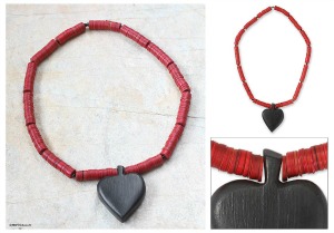 handcrafted wooden heart necklace